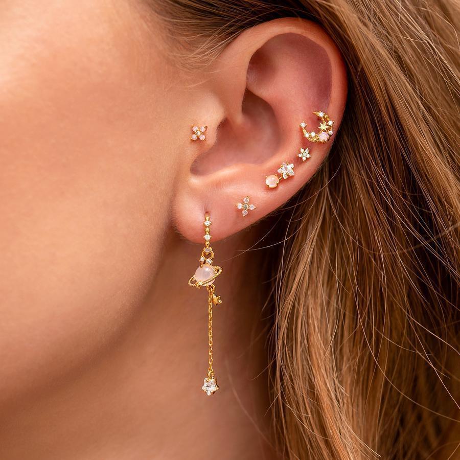 Zircon Chain Stud 925 Silver Earrings Set - Viexta