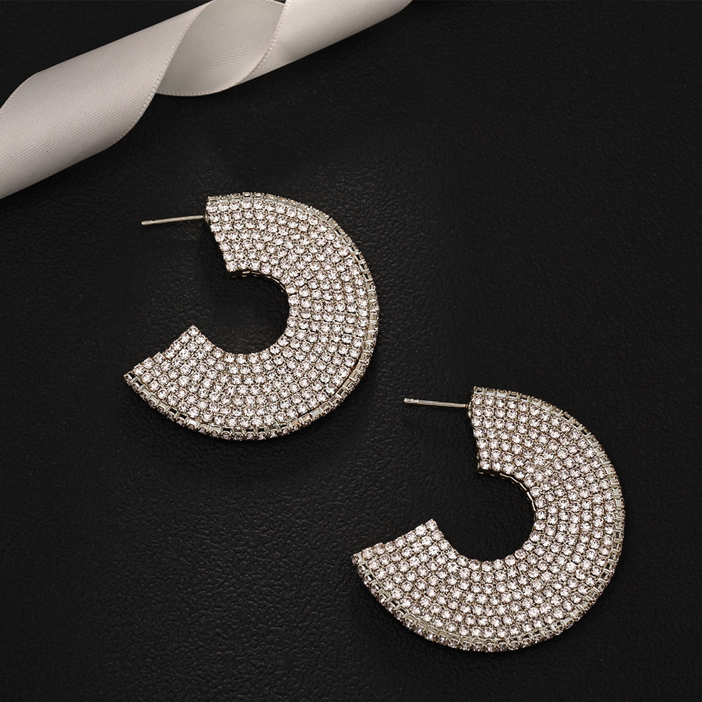 Minority Rhinestone C- Shaped Earrings