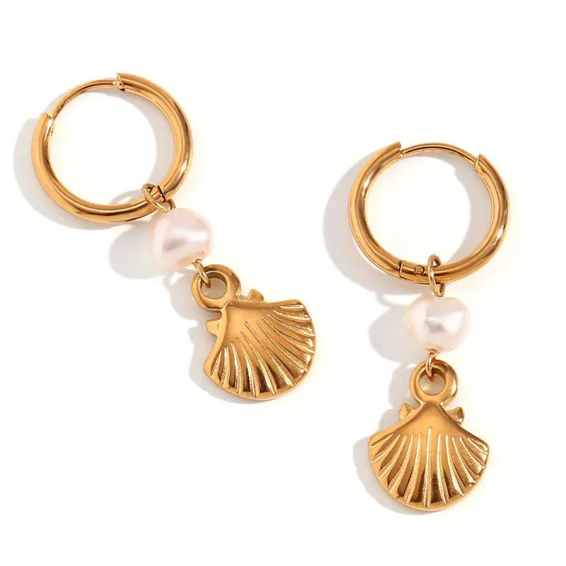 Pearl Shell Earrings And Necklace Set - Viexta