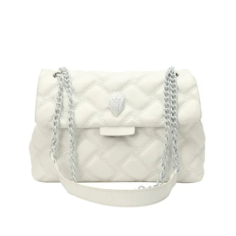 Plaid Embossed Chain Bag - Viexta