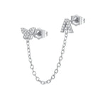 Women's Zircon Butterfly Alphabet One Piece Stud Earrings - Viexta