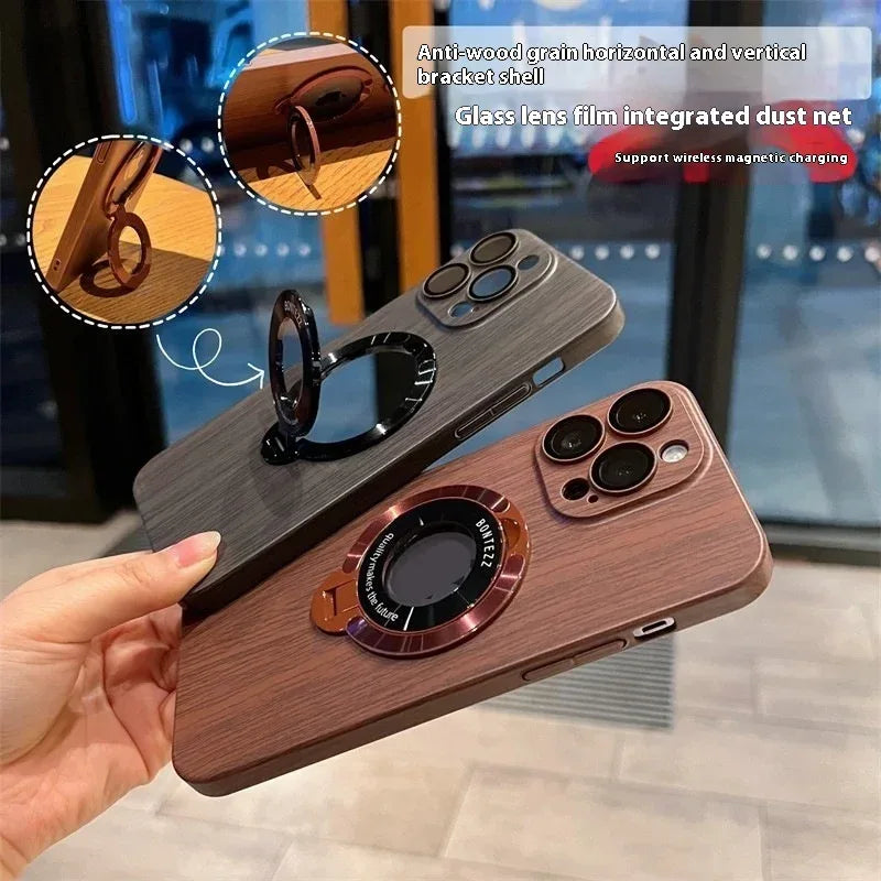 The Pattern Of Walnut Magnetic Bracket iPhone case - Viexta