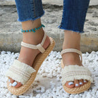 Hemp Rope Grass Woven Bow Slippers - Viexta