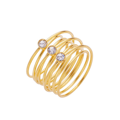 18k Zircon Multi-ring Stacked Ring