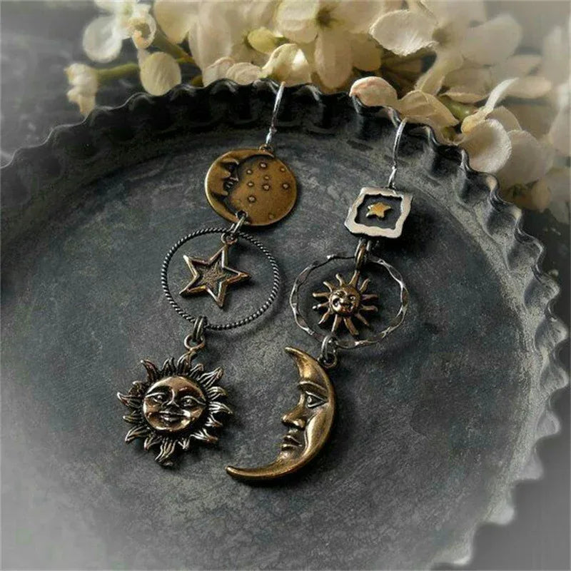 Retro Five-pointed Star Sun Drop Earrings - Viexta