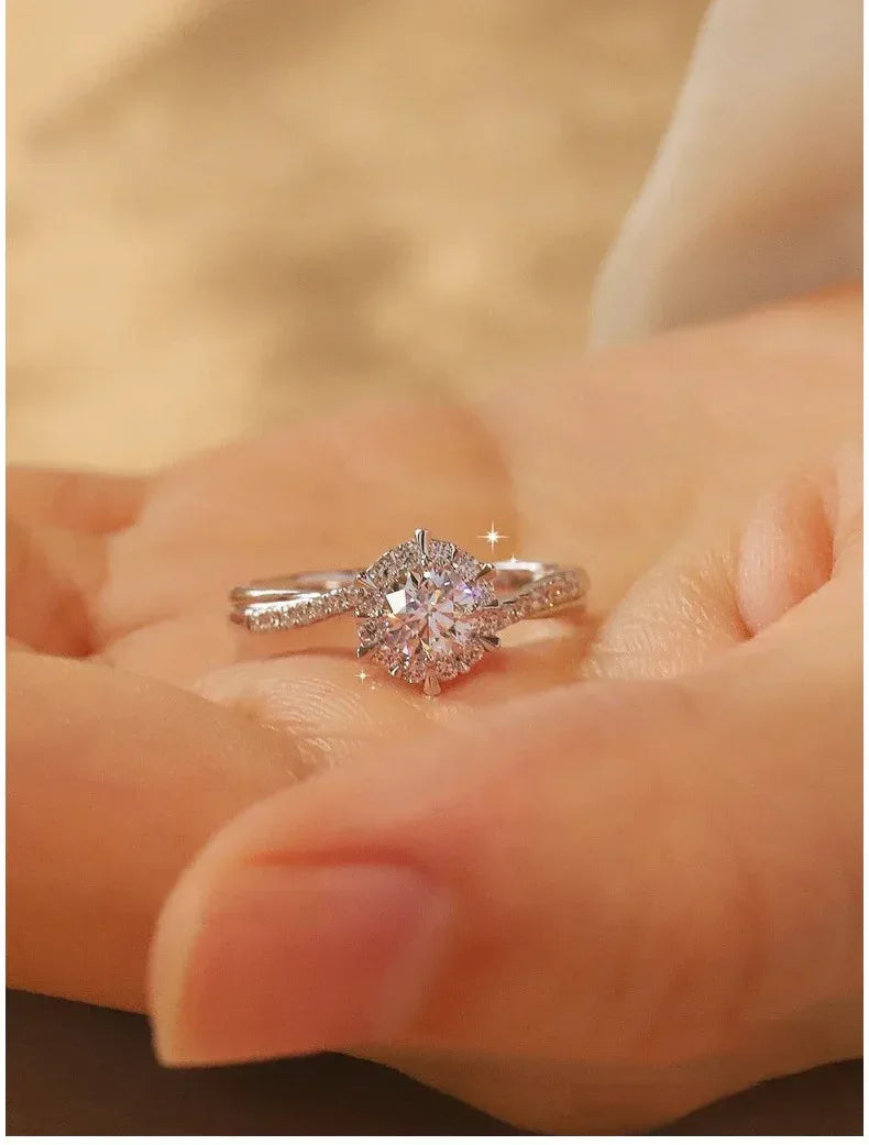 Women's Woven Moissanite Sterling Silver Ring - Viexta