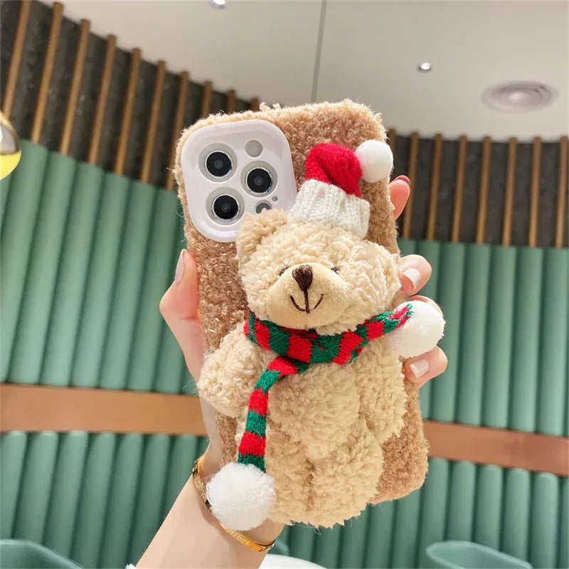 Christmas Bear Plush Mobile iPhone Case - Viexta