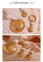 Pearl Shell Earrings And Necklace Set - Viexta
