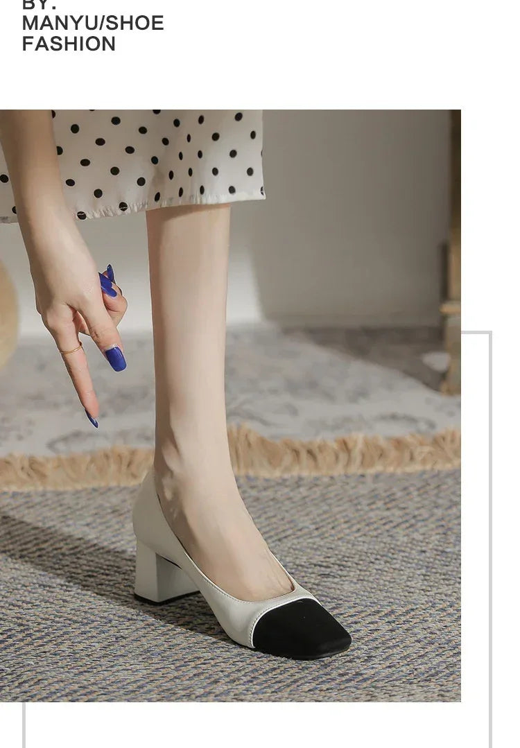 Classic Low-cut Mid Heel High Heels - Viexta