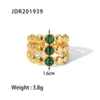 natural-gemstone-titanium-steel-open-end-ring - Viexta