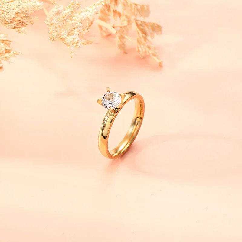 Stainless Steel 4mm Zirconium Ring - Viexta
