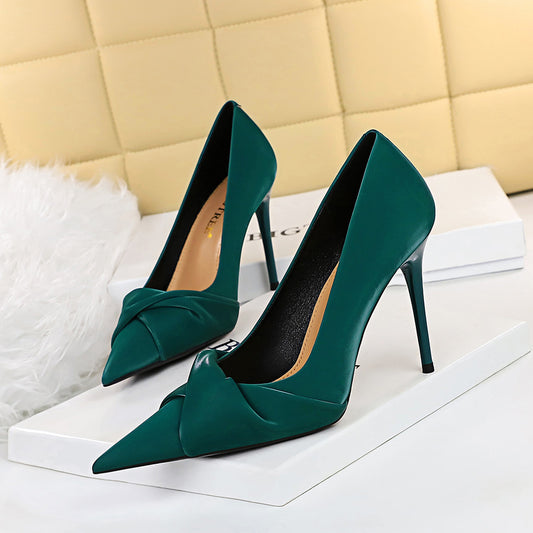 Women's Slim Shallow Pointed Bow High Heels