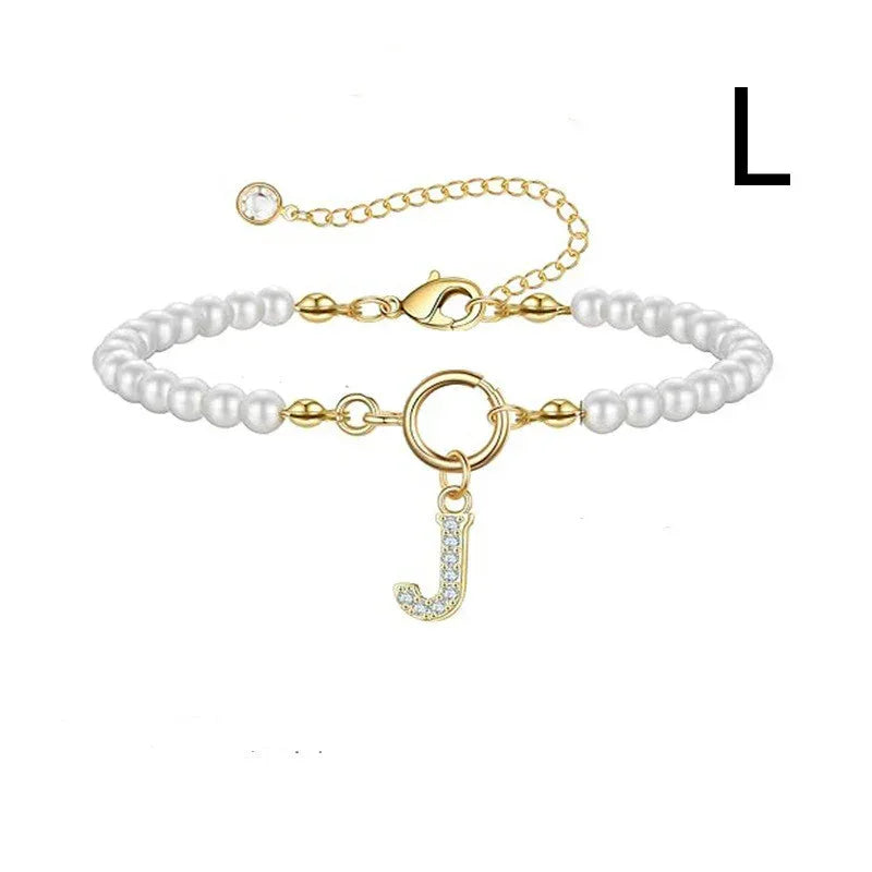 6mm Pearl Bracelet Buckle Letter - Viexta