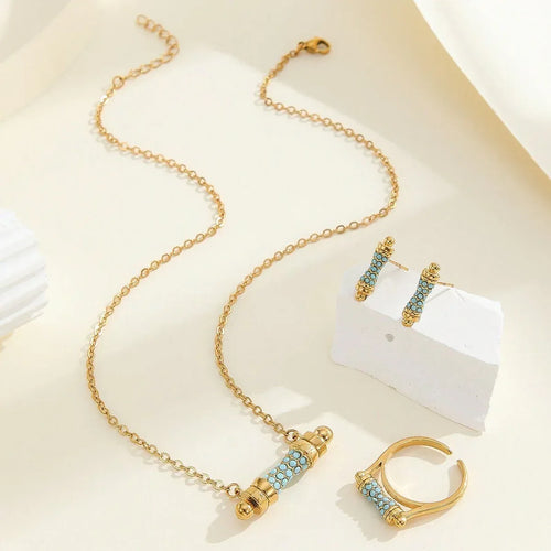 Acrylic Ring Necklace And Earring Suit - Viexta