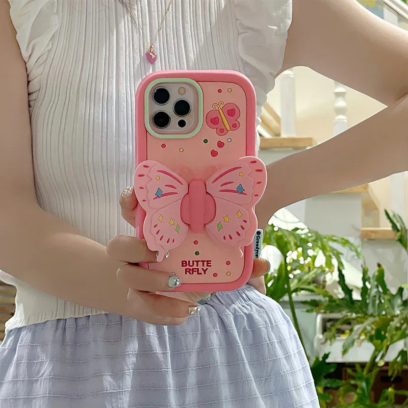 butterfly-creative-folding-bracket-silicone-iphone-case - Viexta