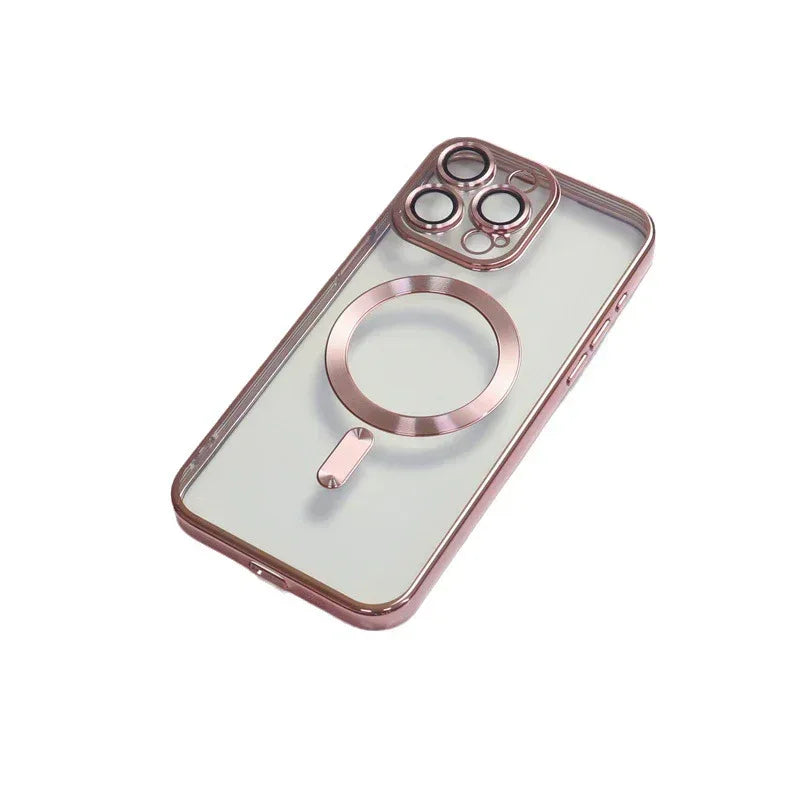 Electroplating CD Pattern Magnetic Suction Lens Protector iPhone case - Viexta