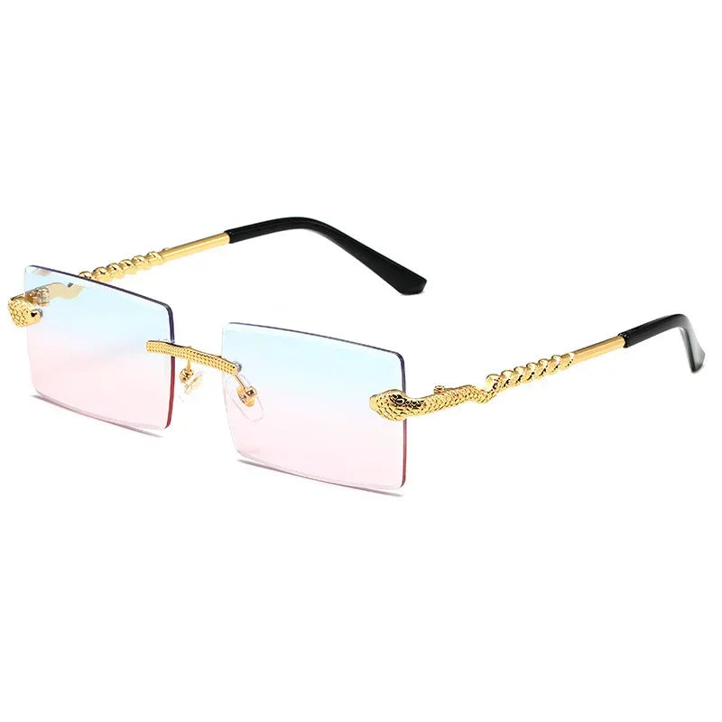 Snake Metal Cut Edge Square Sunglasses - Viexta