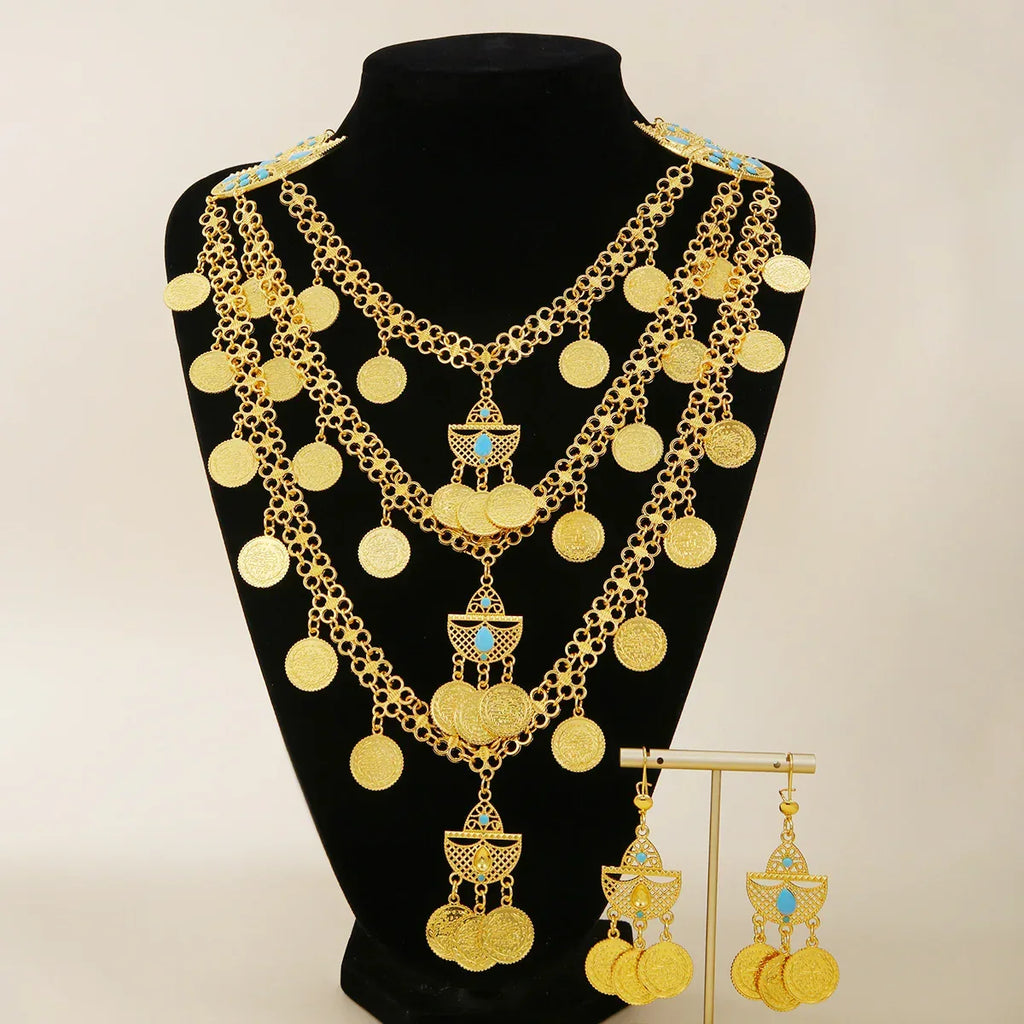 18k Gold Tassel Necklace Earrings - Viexta