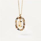 Colored Rhinestone Alphabet Necklace - Viexta