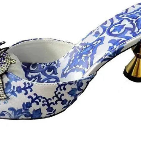 Runway Open Toe Printed High Heels - Viexta