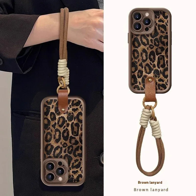 leopard-print-lanyard-iphone-case - Viexta