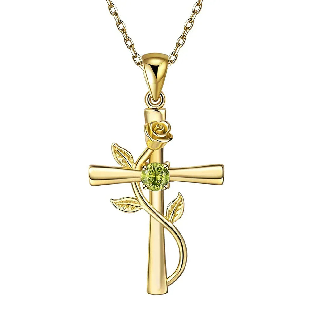 rose-cross-necklace-with-rhinestone - Viexta