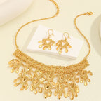 3pcs Retro Luxury Heart Hollow Necklace Earrings