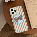 Striped Magnetic Transparent iPhone Case With Rotating Bowknot Stand - Viexta