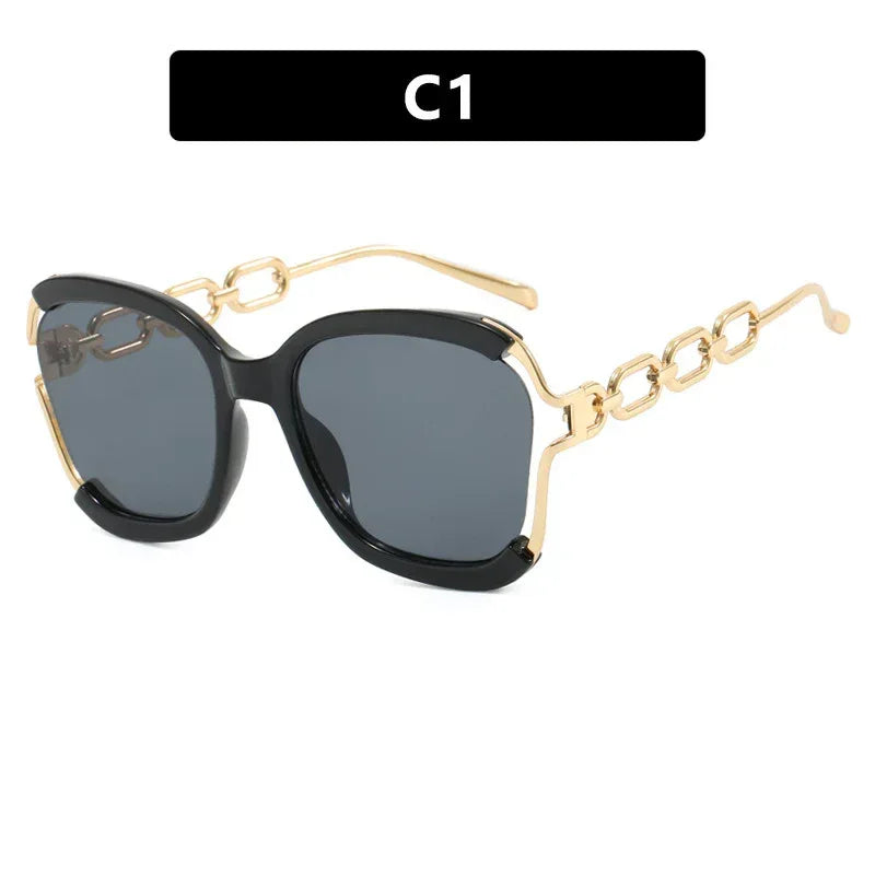 Big Square Rim Chain Sunglasses - Viexta