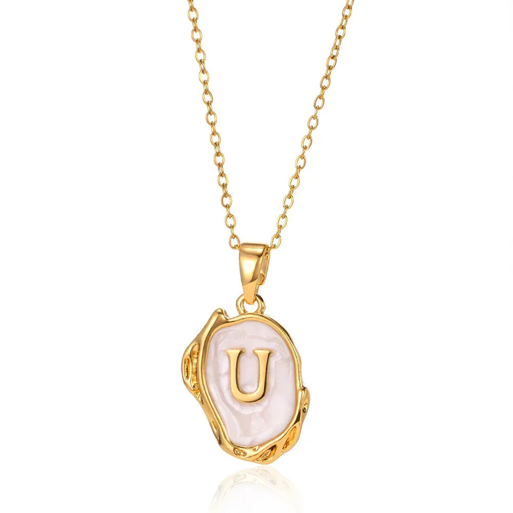 Simple 26 Letters Drop Oil Three-dimensional Necklace - Viexta