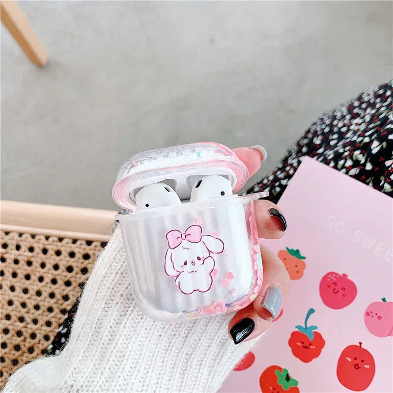 Cute Rabbit Quicksand Headphone Case Soft Shell - Viexta