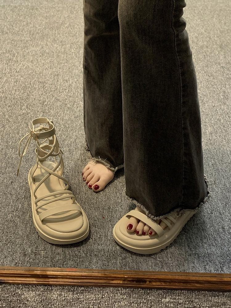 Cross Strap High-top Niche Sandal Boots - Viexta
