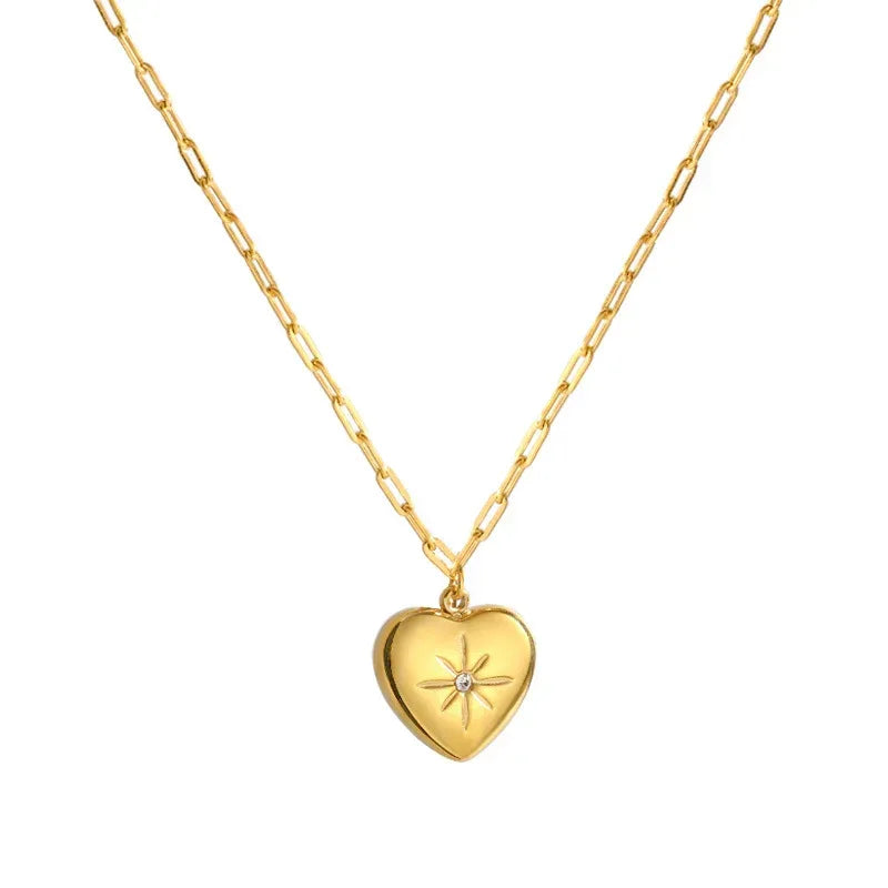 Inlaid Zircon Stainless Steel Combination Necklace - Viexta