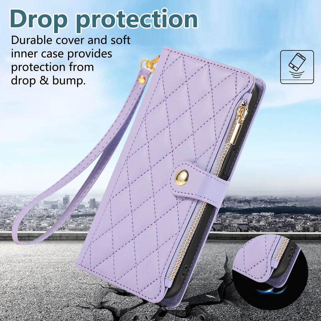 Diamond Chanel's Style Zipper Crossbody Rope iPhone Case - Viexta
