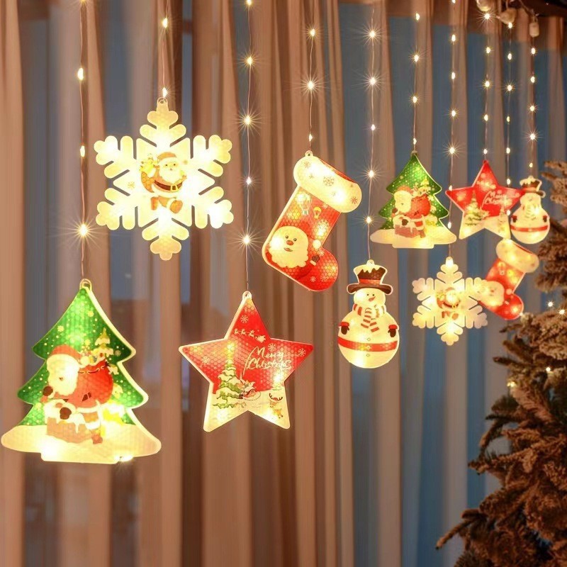 Painted Christmas Curtain Lights Holiday Layout Rubber-covered Wire Ambience Light