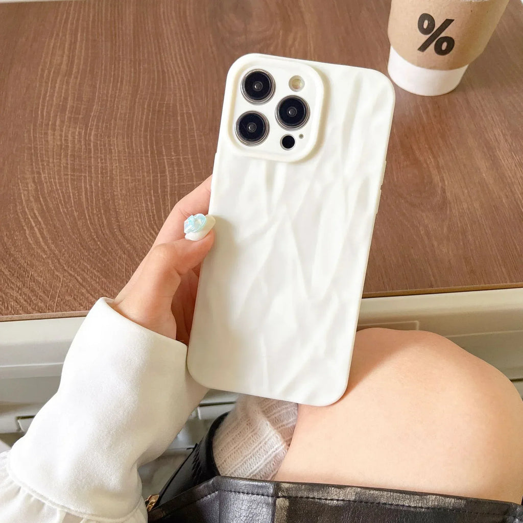 Solid Color Pleated Frosted iPhone Cover - Viexta