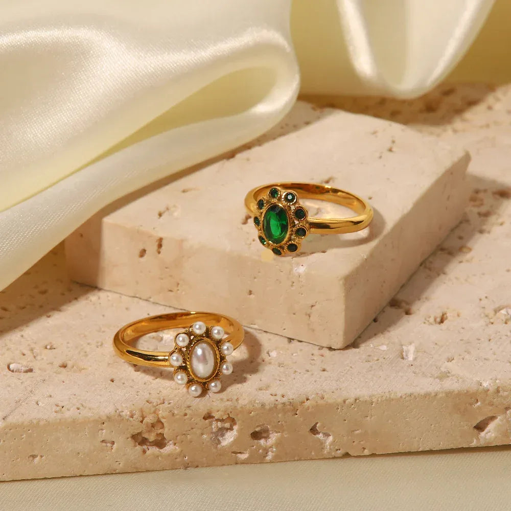 Green Zirconium white Diamond Ring - Viexta