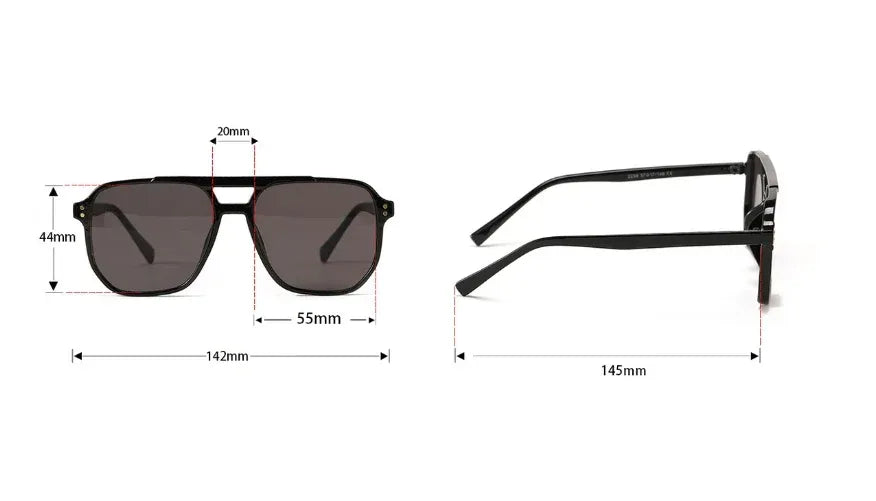 square-double-beam-fashion-black-sunglasses - Viexta