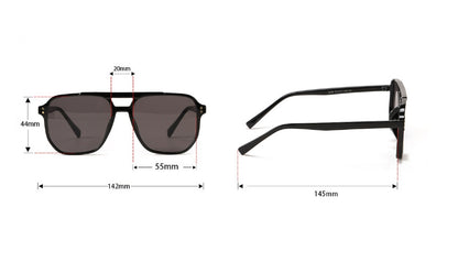 Square Double Beam Fashion Black Sunglasses