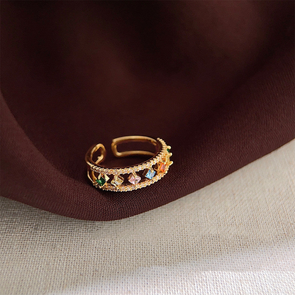 Light Luxury Color Zircon Ring
