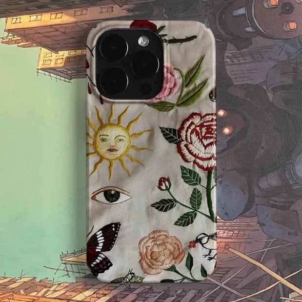 embroidery-pattern-art-niche-cartoon-iphone-case - Viexta