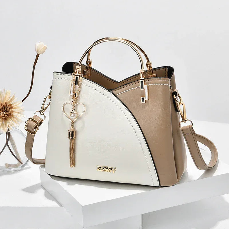 Color Block Handbag Love Tassel Decor Crossbody Bags For Women - Viexta