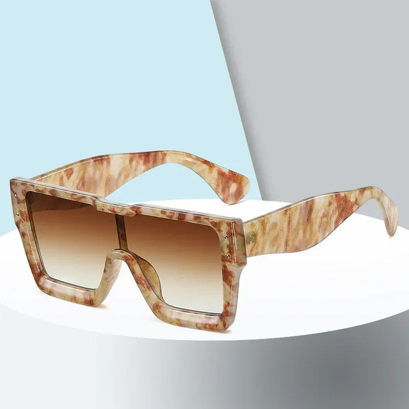 Large-frame One-piece Square-frame Sunglasses - Viexta