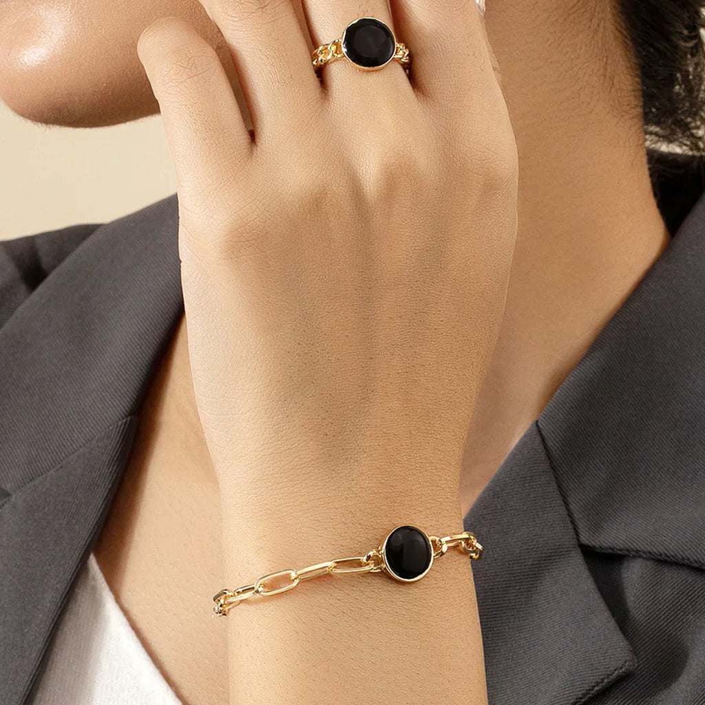 Rose Flower Dripping Oil Bracelet Ring Suit - Viexta