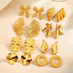Geometric Round Personalized Hip Hop Gold Plated Earrings - Viexta