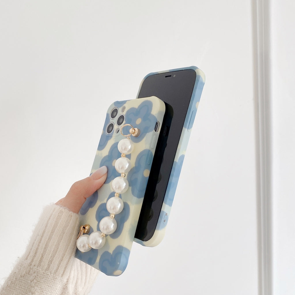 Blue Floral Pearl Bracelet iPhone case