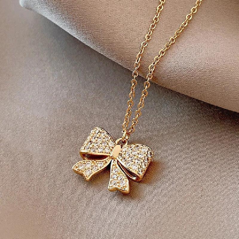 Inlaid Zircon Stainless Steel Combination Necklace - Viexta
