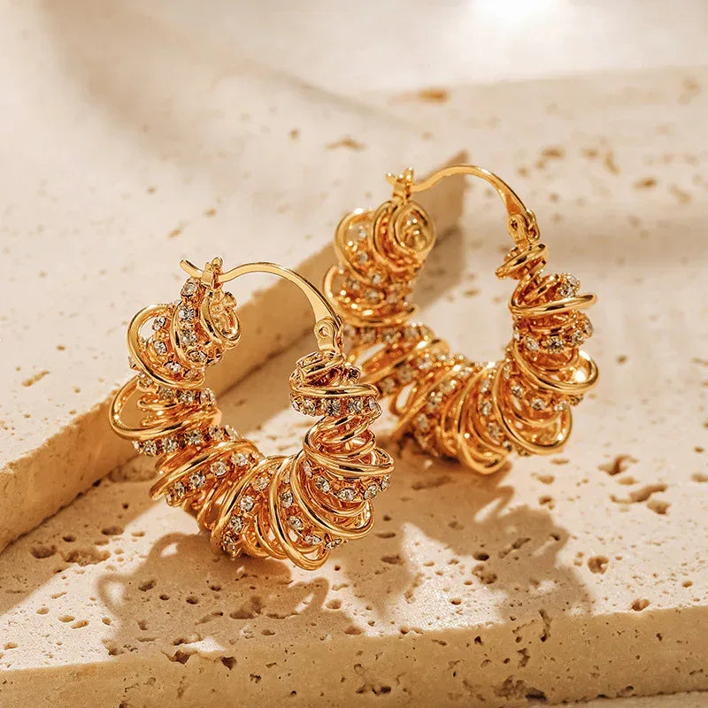 Spring Winding Design Earrings - Viexta