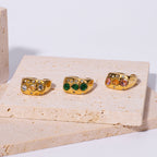 Retro Colorful Diamond Open Adjustable Ring
