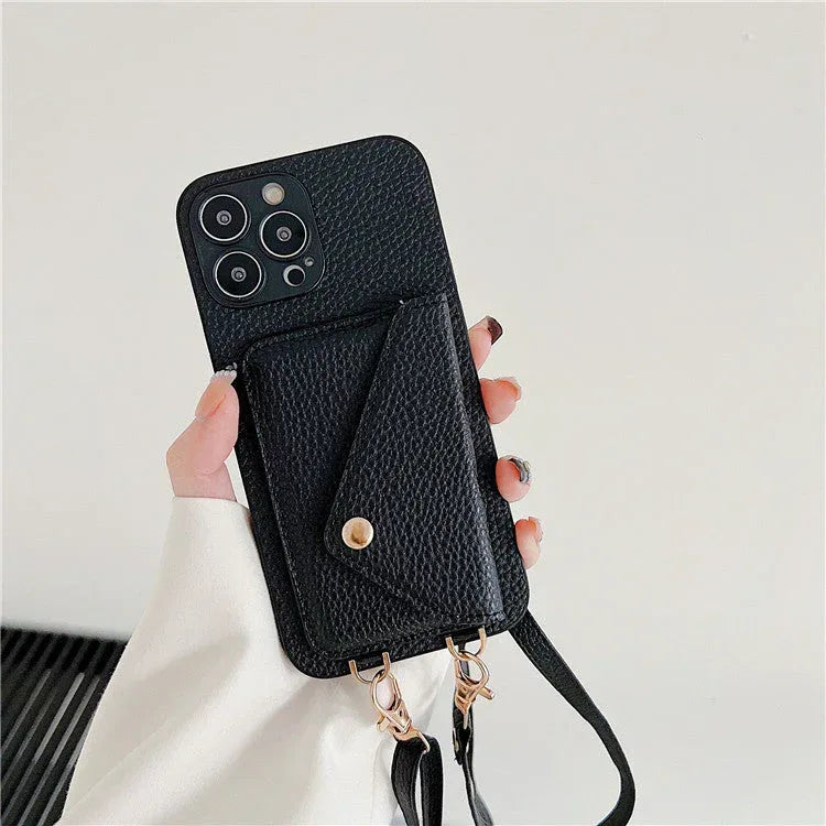 litchi-pattern-card-holder-iphone-case - Viexta